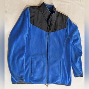 Danskin Now Fleece Jacket Size XL Cobalt Splash Full Zip Pockets Soft Cozy 90s